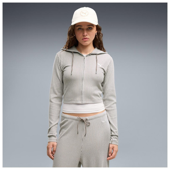 Puma Γυναικεία ζακέτα Essentials Ribbed Full-Zip Slim Hoodie